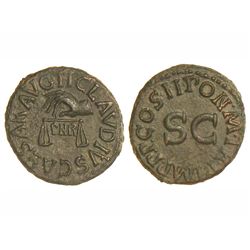 Cuadrante. - Acuñada el 42 d.C. - CLAUDIO. - Anv.: TI. CLAVDIVS CAESAR AVG. y P.N.R. en campo. Mano