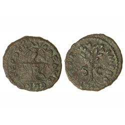 Cuadrante. - Acuñada el 54-55 d.C. - NERÓN. - Anv.: NERO CLAV. CAE. AVG. GER. Buho sobre un altar. R