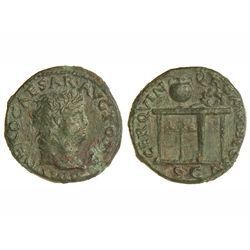 Semis. - Acuñada el 60 d.C. - NERÓN. - Anv.: IMP. CAESAR AVG. PONTIF. Cabeza descubierta a derecha.