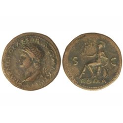 Sestercio. - Acuñada el 54-55 d.C. - NERÓN. - Anv.: IMP. NERO CAESAR AVG. P. MAX. TR. P. P. P. Busto