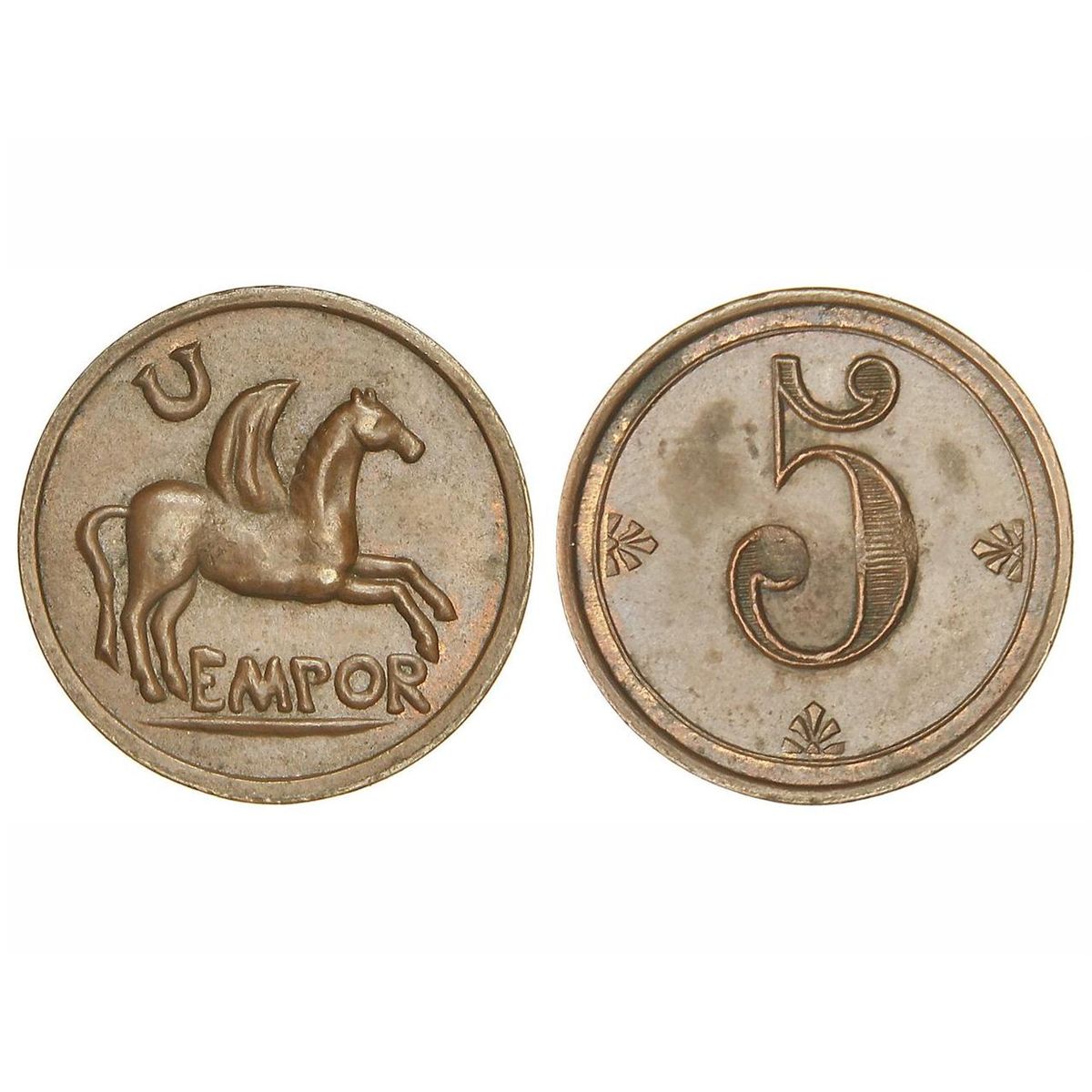 5 Centimos S F Empor Sant Pere Pescador Ae O 24 Mm Rara L 1848 Ebc Ebc