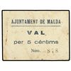 Image 1 : 5 Cèntims. - Aj. de MALDA. - Acento agudo en Céntims. MUY RARO. AT-1404a; T-1602. MBC. - -