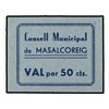 Image 1 : 50 Cèntims. - C.M. de MASALCOREIG. - Cartón. RARÍSIMO. AT-1481; T-1996. EBC+. - -
