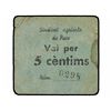 Image 1 : 5 Cèntims. - PACS. SINDICAT AGRÍCOLA. - Cartón. (Mancha). MUY RARO. T-1990. MBC. - -
