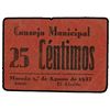 Image 1 : 25 Céntimos. - 1 Agosto 1937. - C.M. de MOREDA (Granada). - Cartón. Mont.-974A. MBC+. - -