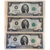Image 1 : Three $2 Dollar Federal Reserve Notes