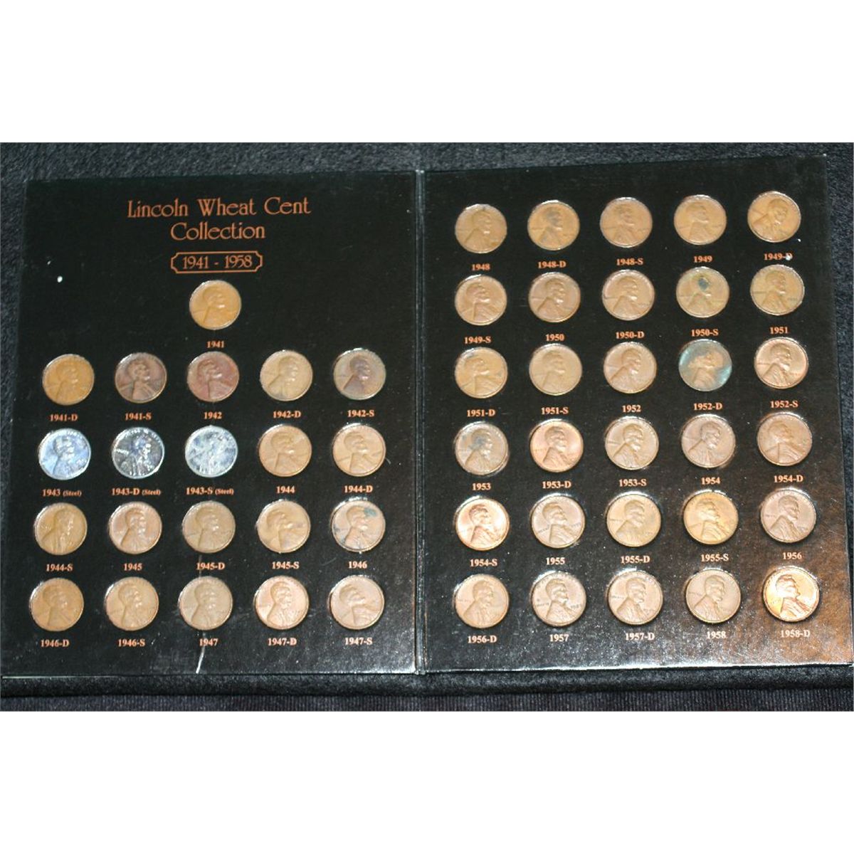 19411958 Wheat Back penny collection in book, complete