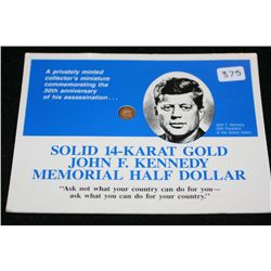 John F. Kennedy Memorial Miniture 14kt Half Dollar