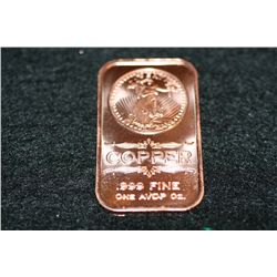 2012 Copper Ingot, .999 fine, 1 oz.