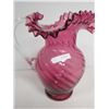 Image 1 : Cranberry glass ruffled top pitcher