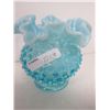 Image 1 : Blue opalescent hobnail ruffled top vase