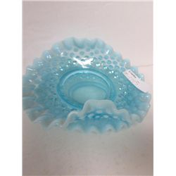 2 pc blue opalescent hobnail dish