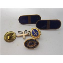 4 mini pins-blue gold bars crosses