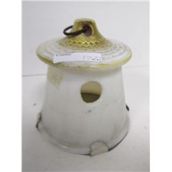 White milk glass bird house