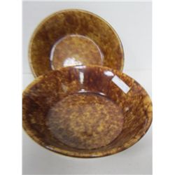 2 pc sponge ware brown bowls