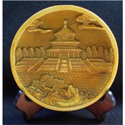 MWF1547 Rare Old Bone Handcarved Plate depicting The Te