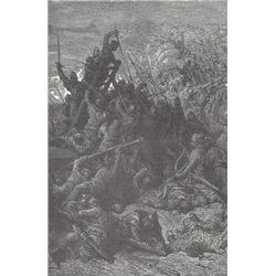 ORIGINAL Antique PRINT scene-BATTLE BEFORE ACRE