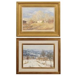 John Encinias, pair oils on board