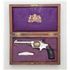 Image 2 : Cased engraved and gold washed Czar spur  trigger antique revolver, .22 cal., 3-1/2”  octagon barrel