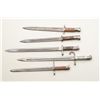 Image 2 : Lot of five misc. foreign bayonets (no  scabbards), all in fair to good condition  including a groov