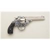 Image 1 : Iver-Johnson DA top break revolver, .32 cal.,  4” barrel, nickel finish, checkered black  hard rubbe