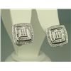 Image 2 : Dazzling 10 karat white gold ladies designer  style earrings fine set with round, princess  and bagu