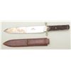 Image 2 : Early Sheffield spear point bowie knife by  Thos. Turner & Co. with stag grips and  leather sheath i