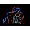 Image 1 : Neon light “Budman” approx. 19” x 23” in red,  white and blue colored gas in fine condition  at time
