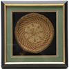 Image 1 : Beautifully shadow box framed and matted  Northern Indian woven basket approx. 8” in  diameter, mult