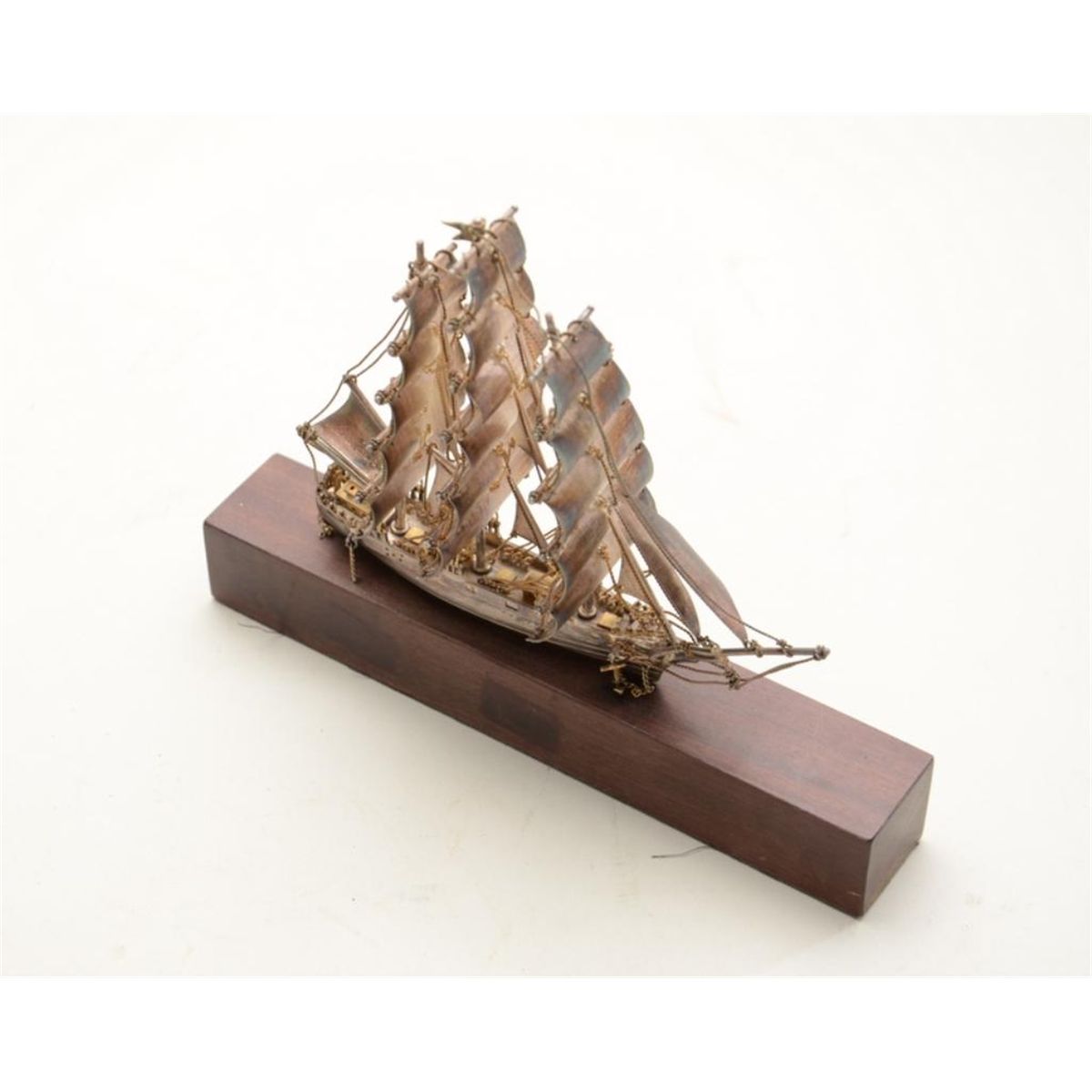 Beautiful small silver model of a square rigger sailing ship, approx. 5 ...