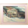 Image 1 : Framed and matted watercolor of an old  buckboard wagon by Nicholson approx. 28” x  36” overall and 