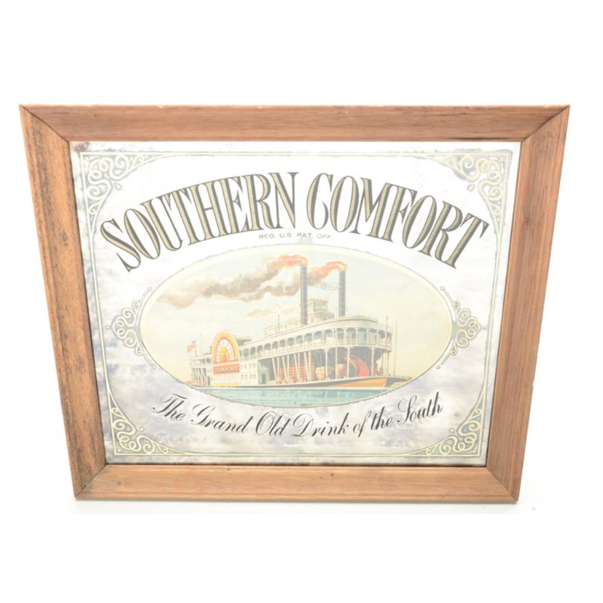 Wood Framed Large Bar Advertising Mirror For Southern Comfort