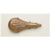 Image 1 : Beautiful huge brass shotgun flask approx.  10” overall with graduated charger and  hanging rabbit a