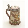 Image 1 : Small German stein approx. 6” in height and  approx. 3” in diameter with multi-color  glazing and ar
