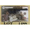 Image 1 : Crosman Model 38T/.177 DA pellet revolver,  .177 cal., 6” barrel, mat black finish,  checkered brown