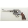 Image 2 : Colt Official Police DA revolver, .38 Special  cal., 6” barrel, blue finish, checkered  mottled brow