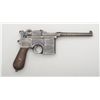 Image 1 : German Mauser broomhandle semi-auto pistol,  import-marked, brown patina finish, smooth  wood grips,