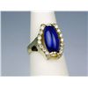 Image 2 : High quality 18 karat yellow gold ladies  custom design ring set with a fine blue  cabochon Lapis-La