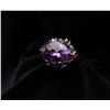 Image 1 : One 18k white gold art deco type ring set  with a large checkerboard cut amethyst and  accented by r
