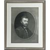 Image 1 : Print of General U.S. Grant in gray tones,  textured to appear like material, though on  paper. Meas