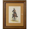 Image 1 : Original Watercolor on Paper of a Cavalry  Trooper signed by noted Arizona artist Paul  Abrams Jr.  
