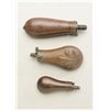 Image 1 : Lot of 3 19th Century pistol flasks as  follows: 1.  Medium size bag flask marked J & M Dixon  & Son