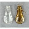 Image 2 : Lot of two hand-blown glass powder flasks,  one clear the other in a brown tone, both  with game sce