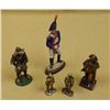 Image 1 : Lot of five figurines including a nicely  painted samurai, approx. 4” high, a painted  plastic “Will