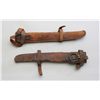 Image 1 : Lot of two old leather knife sheaths in fair  condition but very dry and in need of a  Pecard treatm