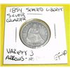 Image 1 : 1854 Silver Quarter Dollar Seated Liberty Variety 3 *RARE EXTRA FINE-40 GRADE ARROWS & NO RAYS*!!
