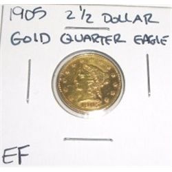 1905 2 1/2 Dollar Gold Quarter Eagle *EXTRA FINE GRADE* Red Book Value is $350.00+!!