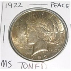 1922 Peace Silver Dollar *MS TONED NICE COIN*!!