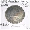 Image 1 : 1893 Columbian Expo Silver Half Dollar *MS GRADE BEAUTIFUL TONING*!!