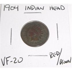 1904 Indian Head Penny *RED/BROWN VERY FINE-20 GRADE*!!!